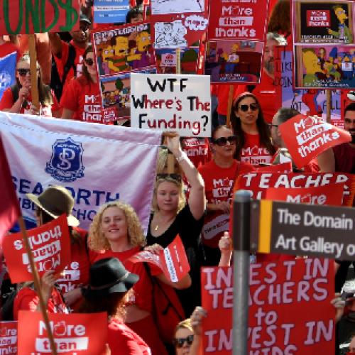 NSW teachers strike, rail union holds firm