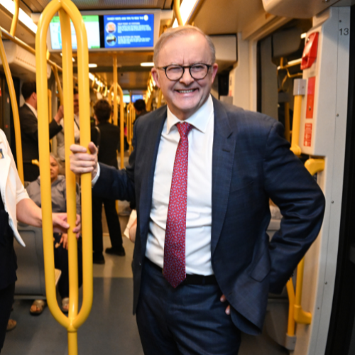 Albanese boards campaign train ahead of by-election