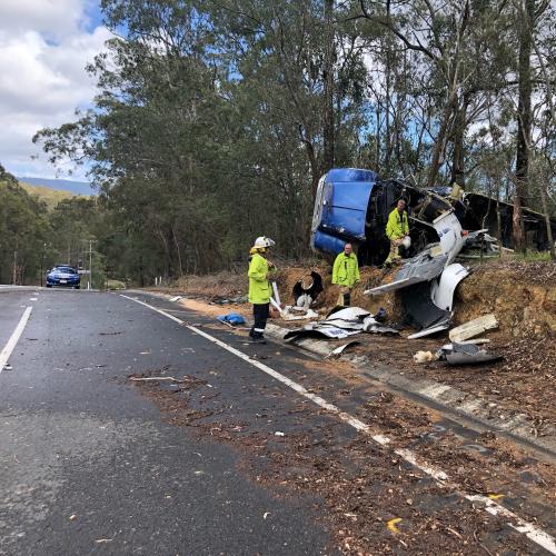 Driver miraculously avoids serious injury in massive truck rollover on the Gold Coast