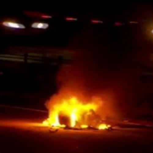 Motorcyclists rushed to hospital after fiery crash shuts down M1