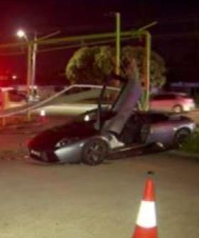 Chaos as rare Lamborghini crashes into Gold Coast business