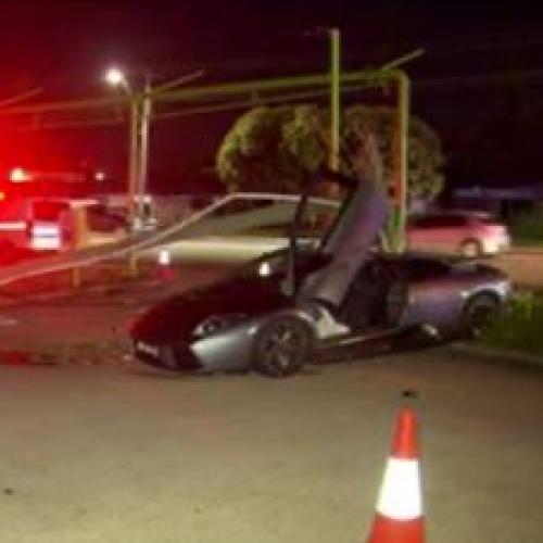 Chaos as rare Lamborghini crashes into Gold Coast business