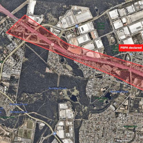 Police declare exclusion zone after B-double erupts into flames in Logan