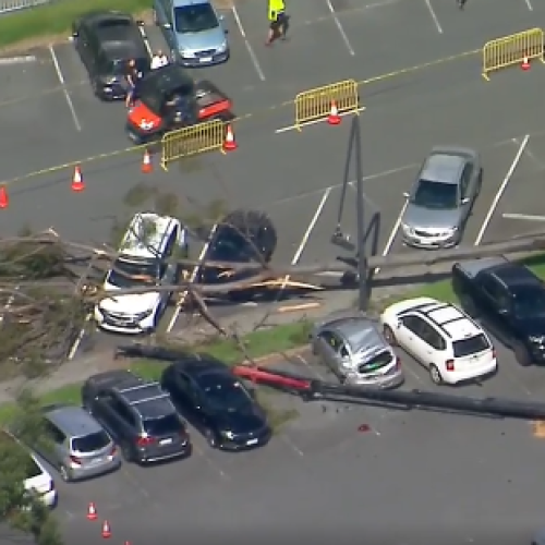 Cars crushed by fallen crane at Bond Uni