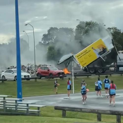 WATCH: Garbage truck forced to dump load in Ashmore after catching fire