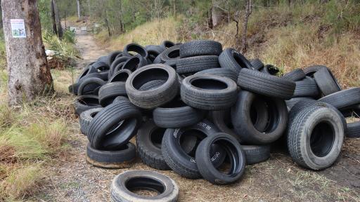 Hundreds of illegally dumped tyres found in Gold Coast Hinterland