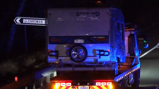 Three kids escape injury after hinterland caravan crash