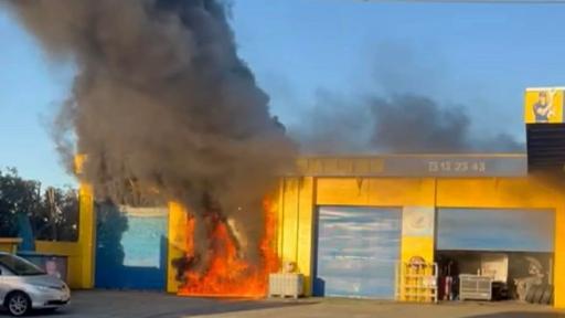 Police declare emergency in Burleigh as tyre shop goes up in flames